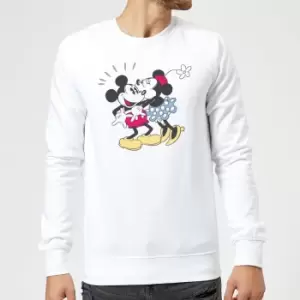 Disney Mickey Mouse Minnie Kiss Sweatshirt - White - S