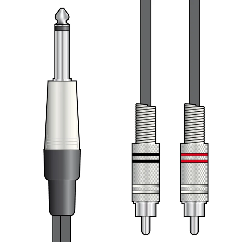 Image of Citronic 1.5m Classic Audio Leads 6.3mm Mono Jack Plug - 2 x RCA Plugs A-CAB144355 Audio Cable