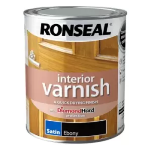 image of Ronseal Interior Wood Varnish - Ebony - Satin - 750ml - Ebony