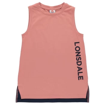Image of Lonsdale Layer Vest Junior Girls - Pink/Navy