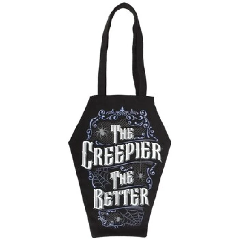Image of Something Different Womens The Creepier The Better Coffin Shaped Tote Bag in Black Female One Size