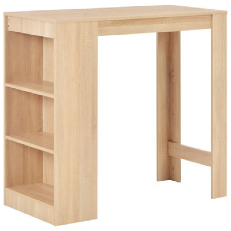 Image of vidaXL Bar Table with Shelf Oak Kitchen Coffee Dining Breakfast Side End Stand