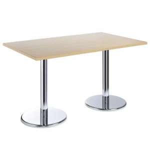 Image of Pisa Rectangular Table With Round Chrome Base 1300mm x 800mm - Beech