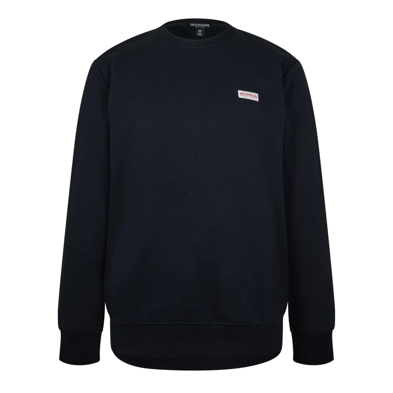 Image of True Religion Mens Original Logo Crew-neck Sweatshirt Black male XL