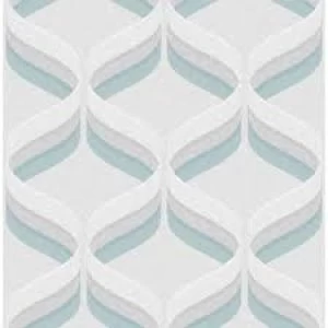 Image of Fresco Retro Ogee Wallpaper Sky Blue