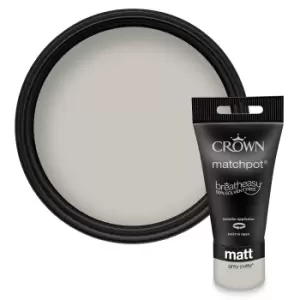 image of Crown Walls & Ceilings Matt Emulsion Grey Putty Tester - 40ml