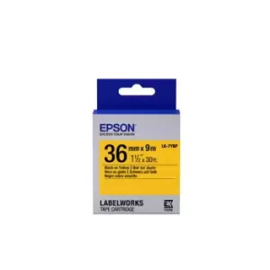 Image of Epson LK-7YBP Black on Yellow 36mm x 9m Labelling Tape