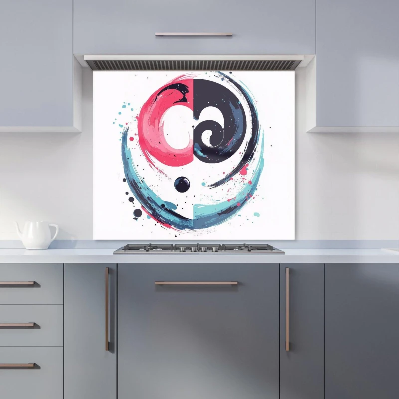 Image of Warren Reed - Designer Yin Yang Harmony in Modern Art Kitchen Splashback Size: 600mm x 750mm Multicolor Unisex 600mm x 750mm