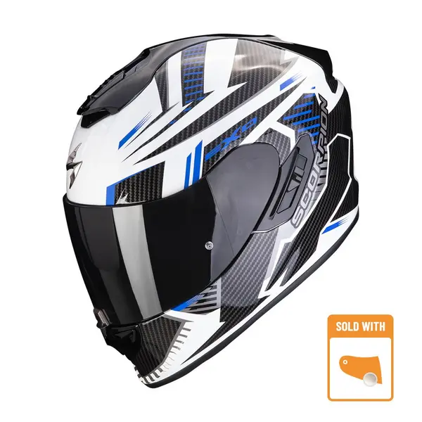 Image of Scorpion Exo-1400 Evo Air Shell White-Blue Full Face Helmet Size XS