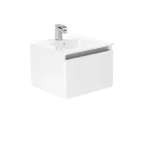 image of Newland 500mm Single Drawer Ceramic Basin Unit - White Gloss