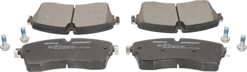 Image of MAPCO 106134 Brake pad set Front Axle, excl. wear warning contact, with brake caliper screws Brake Pad Set,disc brake (402)