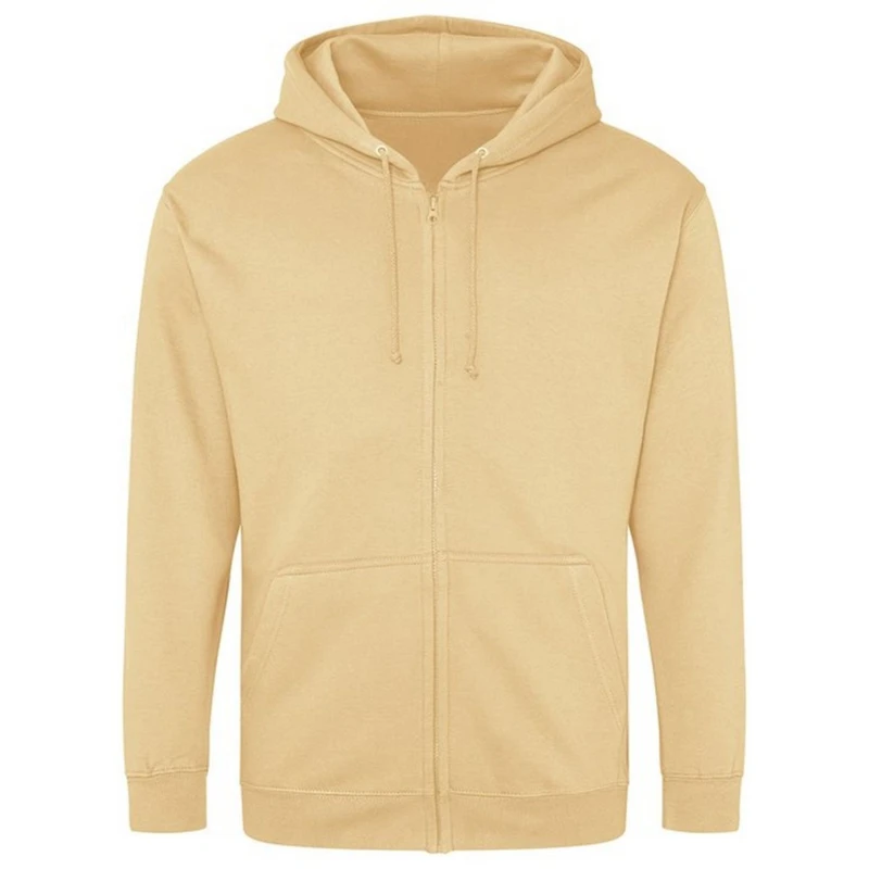 Image of AWDis AWDis Men Plain Hooded Full Zip Hoodie Zoodie in Light Sand Size: large Light Sand L Male 5063238290099