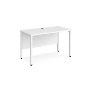 image of Office Desk 1200mm Rectangular Desk With Bench Leg White Tops With White Frames 600mm Depth Maestro 25