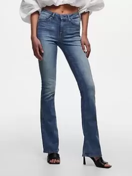 Image of Only Mid Rise Flare Jeans - Blue Size L, Inside Leg 32, Women
