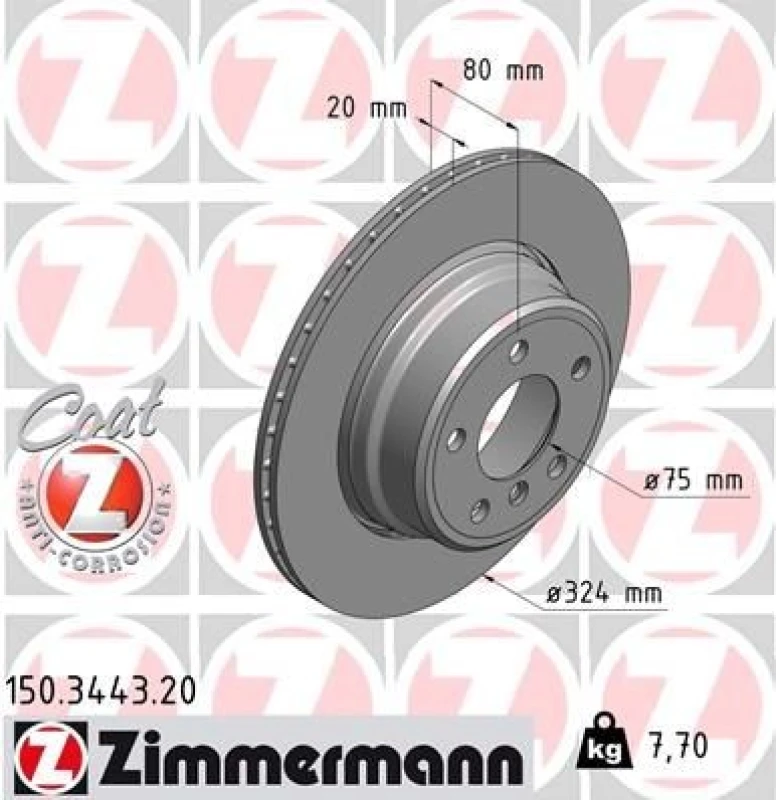 Image of ZIMMERMANN Brake disc ZIMMERMANN 150.3443.20