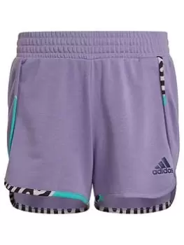 Image of adidas Older Girls Power Shorts, Lilac Multi, Size 7-8 Years, Women