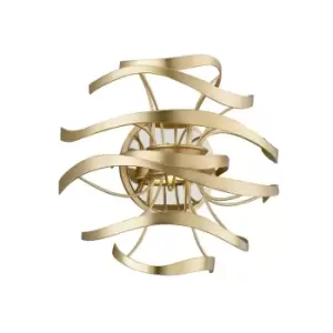 image of Calligraphy 2 Light Wall Sconce Gold Leaf Polished Stainless, Glass, 2700K