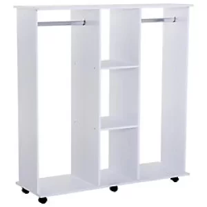 image of HOMCOM Open Wardrobe 831-190 Aluminium, Particle Board White 400 mm x 1200 mm x 1280 mm