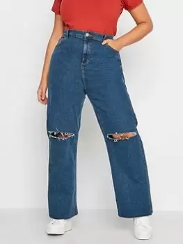 Image of Yours Ripped Wide Leg Jean Mid Blue Size 20, Women