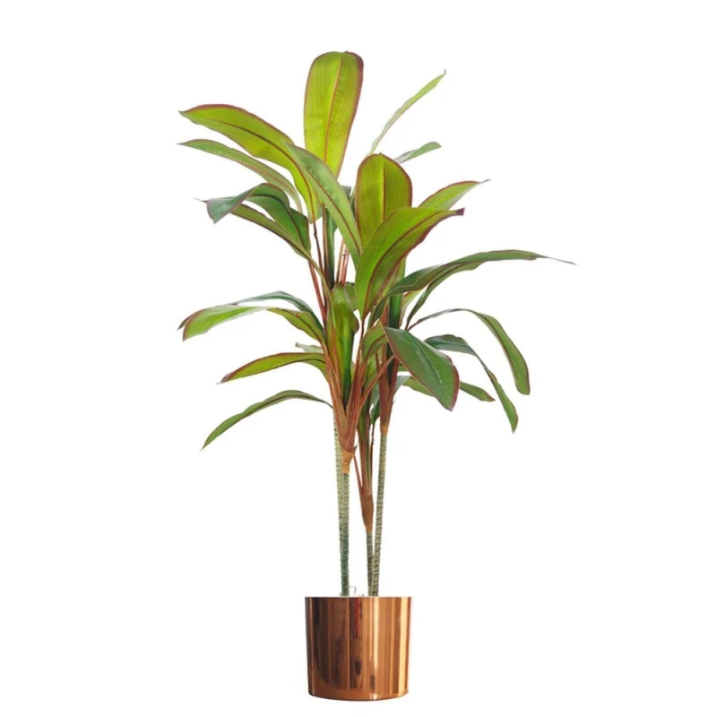 Image of Leaf 100cm Artificial Potted Dracaena Tropical Plant with Copper Metal Plater Copper