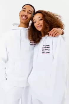 Image of CONTINU8 White OVERSIZED PULLOVER HOODIE