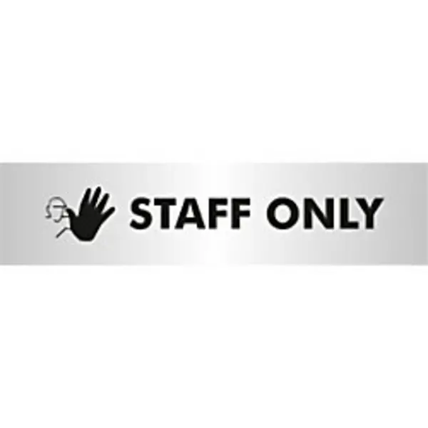 Image of Stewart Superior Seco Sliding Sign STAFF ONLY Reversed Printed Acrylic Door Sign Brushed Aluminium Composite 190 x 45mm - BAC110 BAC110