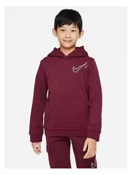 Image of Nike Older Boys Nsw Summer of Sports Fleece Hoodie - Dark Red, Dark Red, Size L=12-13 Years