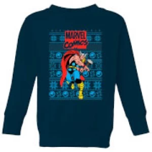 Image of Marvel Avengers Thor Kids Christmas Sweatshirt - Navy - 9-10 Years