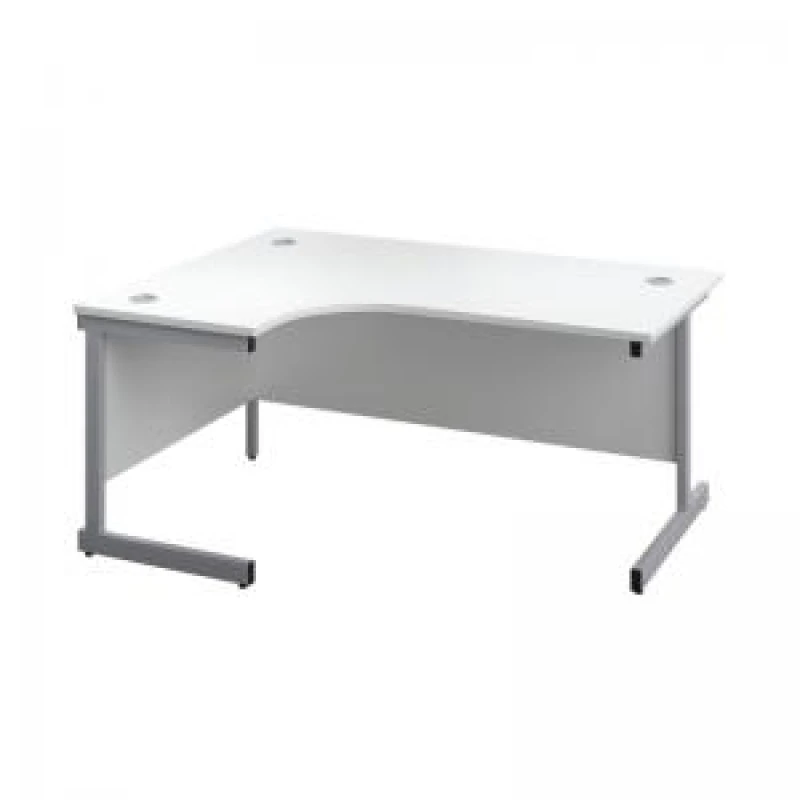 Image of First Radial Left Hand Desk 1600x1200x730mm White/Silver KF803034