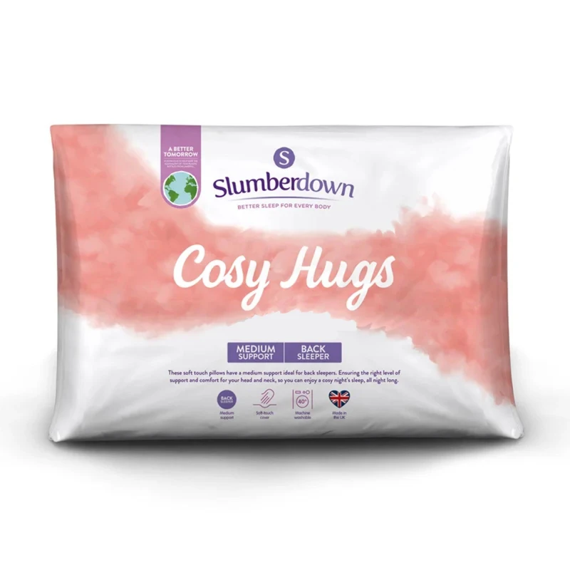 Image of Slumberdown 2 Pack Cosy Hugs Medium Support Pillows White
