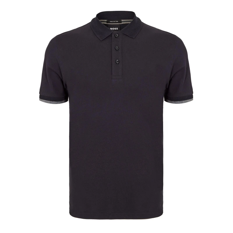 Image of Boss Mens Phillipson Short Sleeve Polo Shirt Open Blue male S