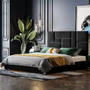 Image of Conmo Bed Double Plush Velvet Black