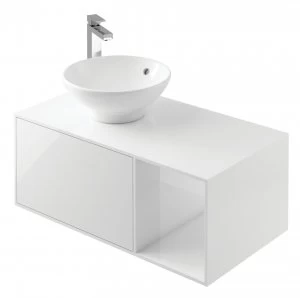 Image of Wickes Eli White Gloss Wall Hung Wall Unit - 900 mm
