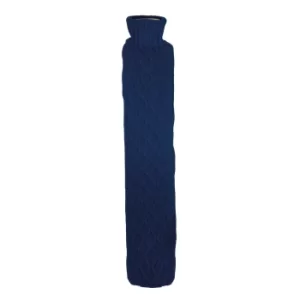 image of Navy Cable Knit Long Hot Water Bottle