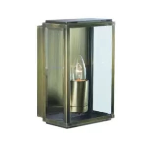 Image of Box 1 Light Outdoor Wall Light Antique Brass, IP44, E27