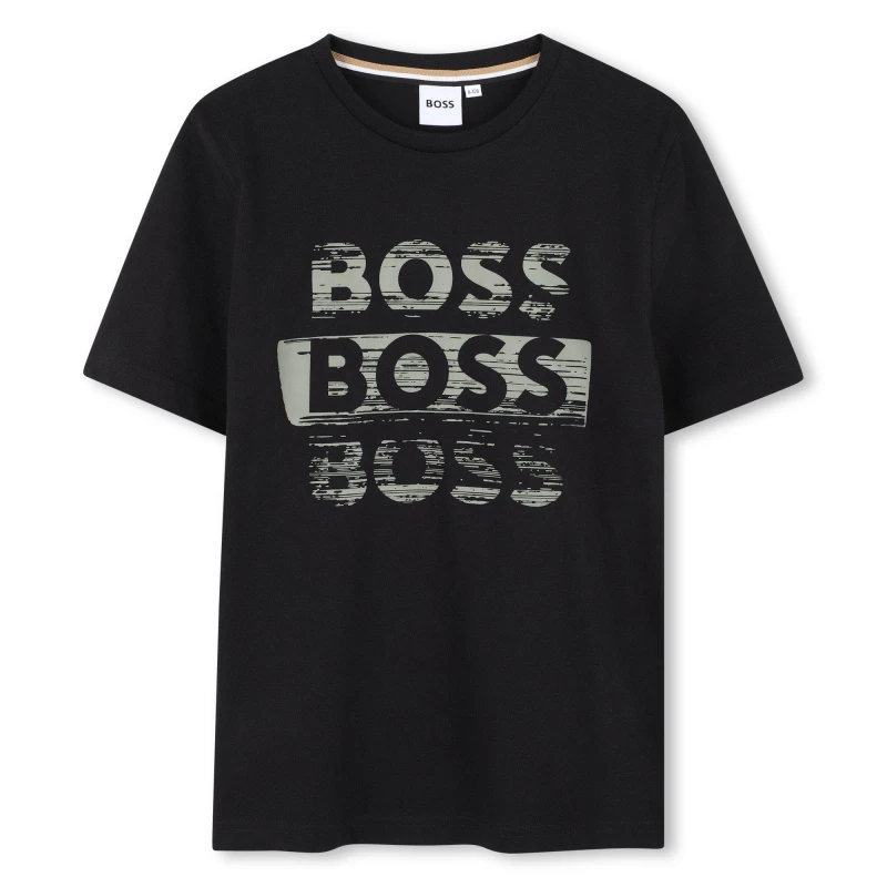Image of Boss Kids Fancy Logo T-Shirt, Logo Design Black male 10Y