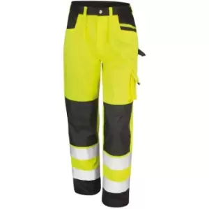 Image of Result Safeguard Adults Unisex Hi Viz Cargo Trousers (Pack Of 2) (XL) (Hi-Vis Yellow) - Hi-Vis Yellow
