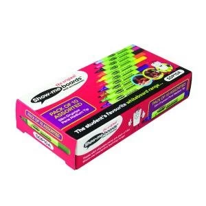 image of Show-me Drywipe Marker Medium Tip Assorted Pack of 10 SDP10A