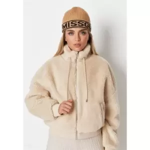 Missguided Recycled Borg Teddy Bomber Jacket - Neutral