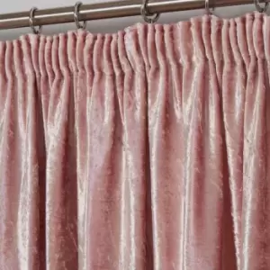 Image of Sienna Crushed Velvet Pair Of Pencil Pleat Curtains Blush - 66" X 54"