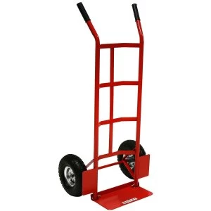 Image of Charles Bentley 200kg Sack Truck Heavy Duty Foldable Toe Plate Hand Trolley - Red