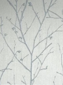 Image of Boutique Water Silk Sprig Light Silver Wallpaper