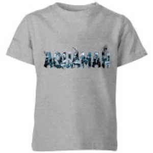 image of Aquaman Chest Logo Kids T-Shirt - Grey - 11-12 Years