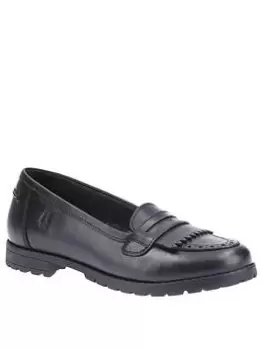 Image of Hush Puppies Emer Leather Back To School Loafer - Black, Size 13 Younger