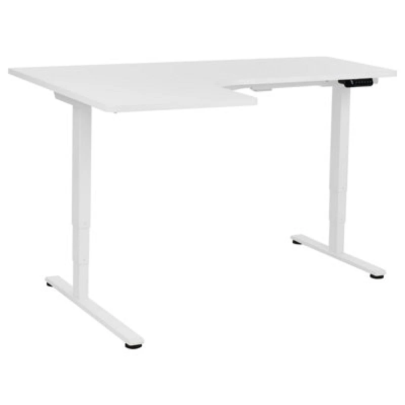 Image of Beliani Electric Adjustable Corner Desk Destines White 160 Cm 109cm Left Hand