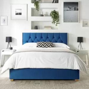 image of CL Boutique Velvet Kingsize Ottoman Bedframe - Navy