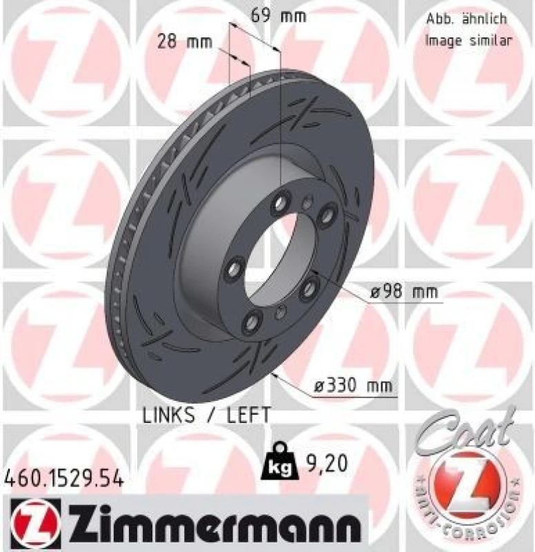 Image of ZIMMERMANN Brake disc ZIMMERMANN 460.1529.54