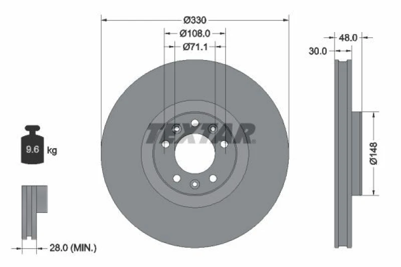 Image of Brake disc TEXTAR 92283403