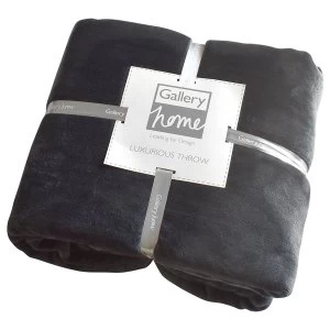 image of Gallery Flannel Fleece Throw - Charcoal