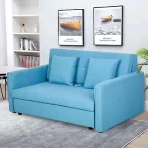 image of HOMCOM 2 Seater Storage Sofa Bed Wood Frame Padding Compact Blue